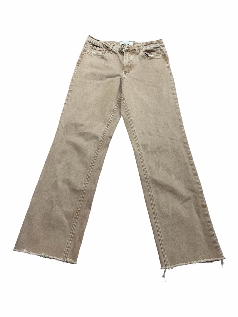 Vervet Tan Wide Leg Women’s Raw Edge Hem Denim Pants Size 28 Fall Autumn Jeans